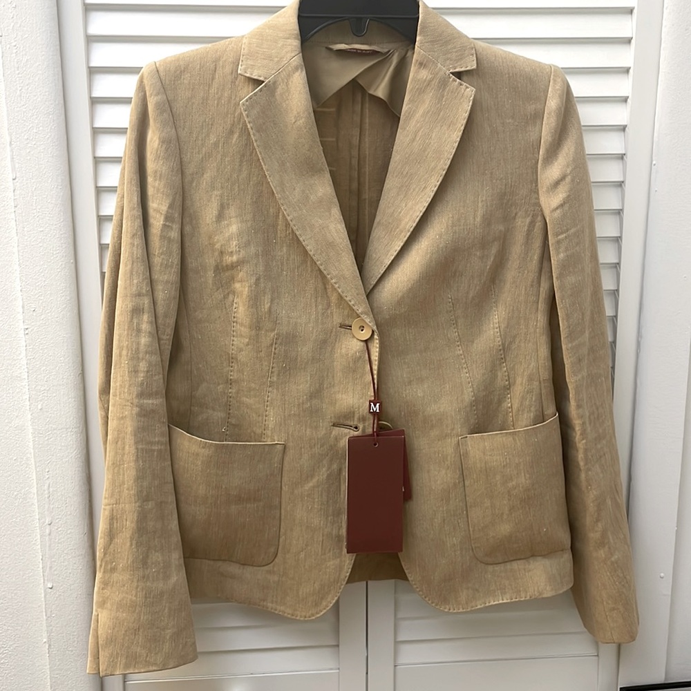 Maxmara Linen beige jacket 6, but run small, fits better for size 4 probably